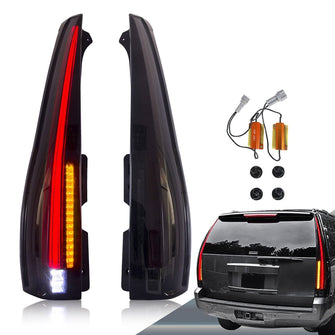 Pair LED Smoked Tail Lights For 2007-2014 GMC Yukon Chevy Tahoe Chevrolet Suburban