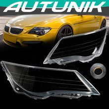 Pair Headlight Lens Clear Cover+Glue For BMW 6 Series E63 645i 650i 2004-2007