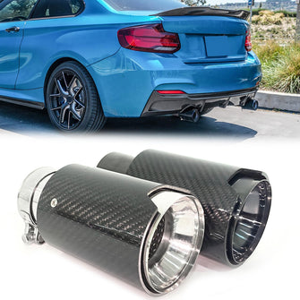 Carbon fiber Exhaust Tips 65mm Inlet Muffler Pipes Fit for BMW