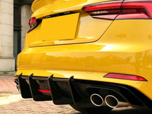 For 2017-2019 Audi A5 S-line S5 B9 Rear Bumper Diffuser Gloss Black w/ LED light