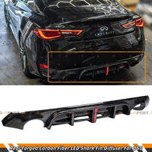 For 2017-2022 Infiniti Q60 Forged Carbon Fiver Rear Bumper Diffuser w/ LED Light