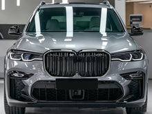 LED Gloss Black Double Slat Car Front Kidney Grill Fits For BMW X7 G07 2019-2022
