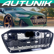 RS6 Style Black Front Bumper Grill for Audi A6 C8 S6 2019-2024 with ACC