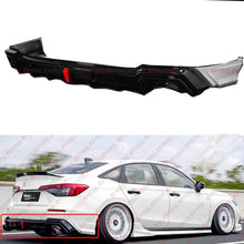 Pearl White LED Rear Bumper Diffuser & Corner Spats Splitter For 2022-2024 Honda Civic Sedan