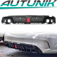 AMG Style Carbon Style Rear Diffuser for 2015-2021 Mercedes W205 C450 C43 C300 Sedan with Upgraded Exhaust Tips