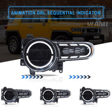 Pair LED Headlights W/Animation DRL Front Light For 2007-2014 Toyota FJ Cruiser