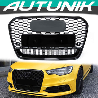 Gloss Black Front Bumper Mesh Grille For AUDI A6 C7 S6 2012-2015