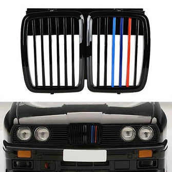 Gloss Black M-Color Front Grill Grille For BMW 3 Series E30 318i 325i 1982-1994