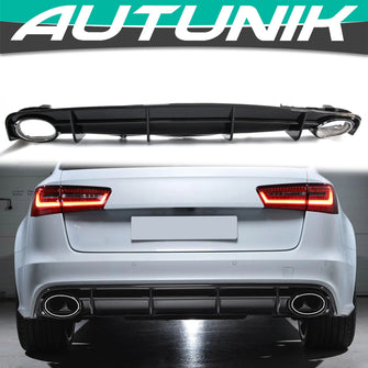 RS6 Style Diffuser & Chrome Exhaust Tips for Audi A6 C7.5 S-line 2016-2018