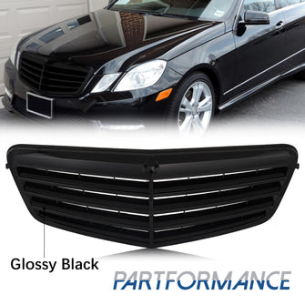 For 2010-2013 Mercedes Benz E Class W212 Sedan E350 E550 Front Bumper Grill Grille Glossy Black