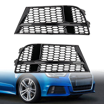 Gloss Black Honeycomb Fog Light Cover Grill for 2017-2020 Audi A3 8V S-Line