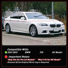 For 2011-2013 BMW F10 528i 530i 550i M Style Carbon Fiber Mirror Cover Caps Replacement