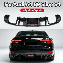 Carbon Fiber Look Rear Diffuser w/ LED Light for 2017-2019 Audi A4 B9 S-Line S4
