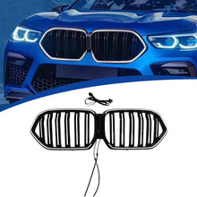 For 2019-2023 BMW X6 G06 Front LED Grille LED Bumper Kidney Grill Gloss Black