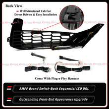 For 2024-2026 Mustang Dark Horse Coupe Gloss Black Front Bumper Sequential LED DRL Fog Light Cover