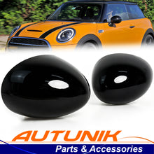 2PC/Set Fits 2014-2024 MINI Cooper F55 F56 F57 Mirror Cover Caps Gloss Black Replacement w/o Holes