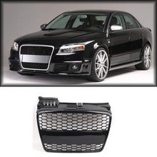 Front Upper Grille RS4 Style Honeycomb Mesh Gloss Black For Audi A4/B7 2005-2008