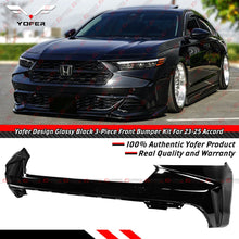 For 2023-2026 Honda Accord Yofer Crystal Black 3 Piece Front Bumper Replacement Kit