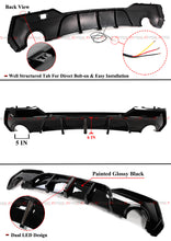 For 2021-2025 BMW Coupe G22 G23 4 Series 430i 440i M-Sport Smoke Lens LED Shark Fin Gloss Black Rear Diffuser