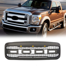 Front Bumper Grille Mesh Grill W/LEDs Matte Black ABS for Ford F250 1999-2004