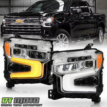 Chrome LED DRL w/ White Animation Headlights For 2022-2024 Chevy Silverado 1500