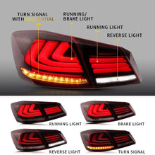 Red Sequential LED Tail Lights For Honda Accord Sedan 2013-2015