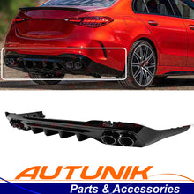 For 2022-2026 Mercedes W206 C200 C300 C43 AMG Sedan Gloss Black Rear Diffuser w/ Exhaust Tips C43 Style