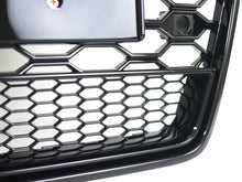 RS6 Look Badgeless Honeycomb Grille For Audi A6 S6 C7 2016–2018 Gloss Black