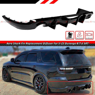 For 2011-2024 Dodge Durango R/T SRT V2 Gloss Black Shark Fin Rear Bumper Diffuser