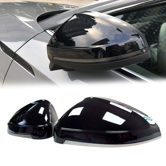 Glossy Black Side Mirror Cover Caps for AUDI A4 B9 S4 A5 F5 S5 2018-2023 With Lane Assist mc72
