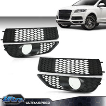 4PCS Black Upper Lower Bumper Fog Light Grill Cover Frame Fit For  Audi Q7 S-Line 2010-2015