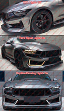 For 2024-2026 Mustang Dark Horse Coupe Gloss Black Front Bumper Sequential LED DRL Fog Light Cover