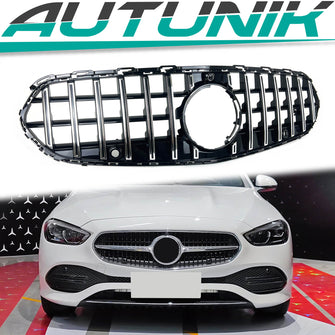 Chrome GT Front Grille Grill For 2022-2023 Mercedes W206 C200 C300 Non-AMG