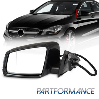 Black Left Driver Side Mirror For 2014-2018 Mercedes CLA C117 CLA250 CLA45