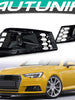 Black Front Mesh Fog Light Grille Cover w/ Dummy ACC Cap for Audi A4 B9 NON-Sline 2017-2019