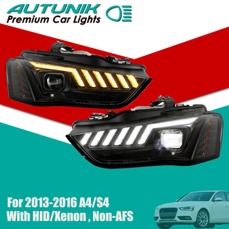 Left+Right For 2013-2016 Audi A4 S4 HID Non-AFS SwitchBack Sequential LED Projector Headlights