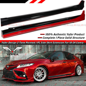 For 2018-2024 Toyota Camry Yofer Supersonic Red Black 2 Tone Side Skirt Extension