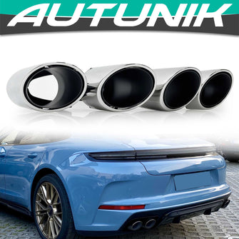 Silver Exhaust Tips for Porsche Panamera 971/970 2024+ | Panamera 4 / 4S / E-Hybrid