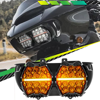 LED Double Headlight Projector Hi/Lo for Harley Road Glide 2015-2023