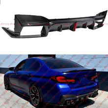 For 2018-2023 BMW F90 M5 CTM LED Real Carbon Fiber Rear Bumper Diffuser + Extension