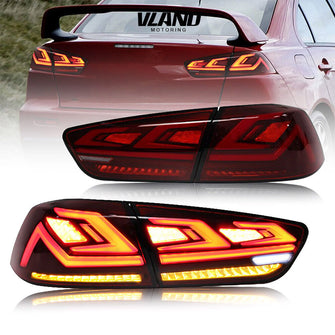 LED Tail Lights Red For Mitsubishi Lancer & EVO X 2008-2018 W/3D Scanning Dynamic Animation Rear Lamps