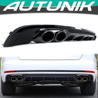 USED - Gloss Black Rear Diffuser + Exhaust Tips for Audi A4 S-line Sport Bumper 2017 2018 2019