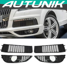 4PCS Black Upper Lower Bumper Fog Light Grill Cover Frame Fit For  Audi Q7 S-Line 2010-2015