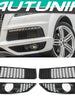 4PCS Black Upper Lower Bumper Fog Light Grill Cover Frame Fit For  Audi Q7 S-Line 2010-2015