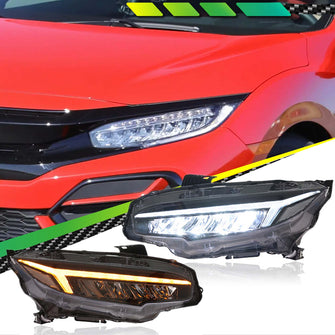 LED Black Projector Headlights Front Lamps Assembly for Honda Civic 2016-2021