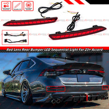 Red Lens Rear Bumper Dynamic Sequential LED Light Reflectors For 2023-24 Honda Accord