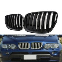 Pair Gloss Black Front Kidney Grill Bumper Grille For BMW X5 E53 2004-2006