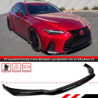 Glossy Black Front Bumper Lip Splitter For 2021-2024 Lexus IS300 IS350