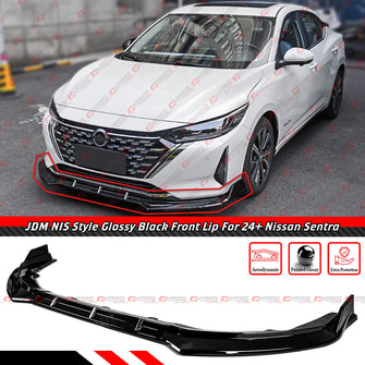 3pcs Glossy Black Front Bumper Lip Splitter Kit For 2024+ Nissan Sentra Sedan