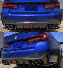 For 2018-2023 BMW F90 M5 CTM LED Real Carbon Fiber Rear Bumper Diffuser + Extension